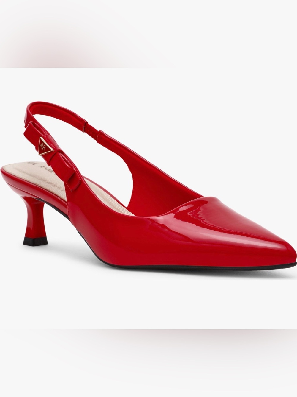 Anne Klein Ibbey Slingback Pumps Women’s 7 M Red Patent Pointed Toe Heels NEW